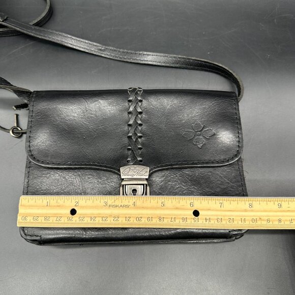 Patricia Nash Black Leather Crossbody Shoulder Bag Purse Removable Strap Clutch - Picture 13 of 14